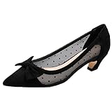 Qynthra Bailarinas Mujer De Malla con Detalle Lazo Transpirable Ancho Cómodas para Vestir Verano Oficina Y Trabajo,Small Polka,40 EU