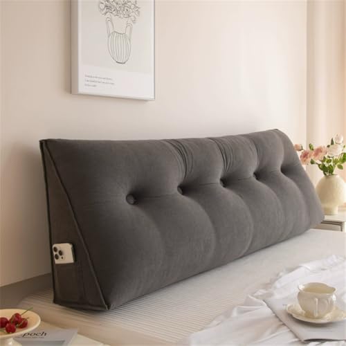 ベッドクッション 背もたれクッション 三角クッション バックサポート 読書用まくら 側面ポケット付き 腰枕 読書クッション おしゃれ 自宅用 在宅勤務 ソファ上 カバー取り外し可能 洗える