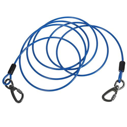 GALPADA 犬用トラクションロープ 軽量耐久防水ペット牽引紐 離可能二頭同時散歩対応 クレインブルー合フック付き