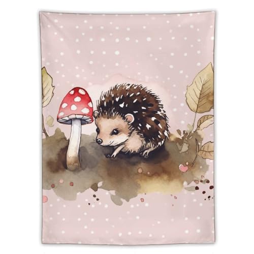 Tapisserie aquarelle hérisson YKUDBN toile polyester suspendre sans trouer le mur