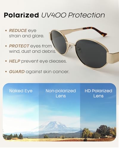 FURTALK Sunglasses Womens Retro Oval Polarized Sun Glasses Classic Trendy UV400 Protection Sunnies FT92402
