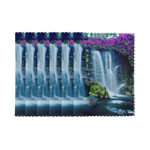 Set de table de Noël fleur cascade lavable : lot de 6 pièces