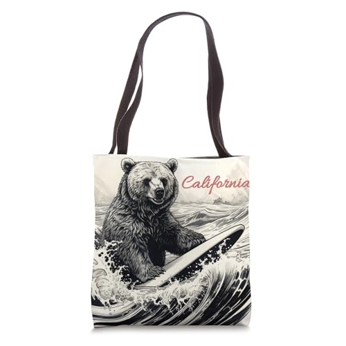 CaliforniaSurfing Bear Vintage Bear California Tote Bag