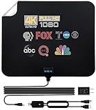 Amplified HDTV Indoor Antenna Long 250+ Miles Range Signal Reception- Amplifier Signal Booster - Support 4K 1080p Fire tv Stick and All Older TV + 16.5 ft Coax HDTV Cable/AC Adapter