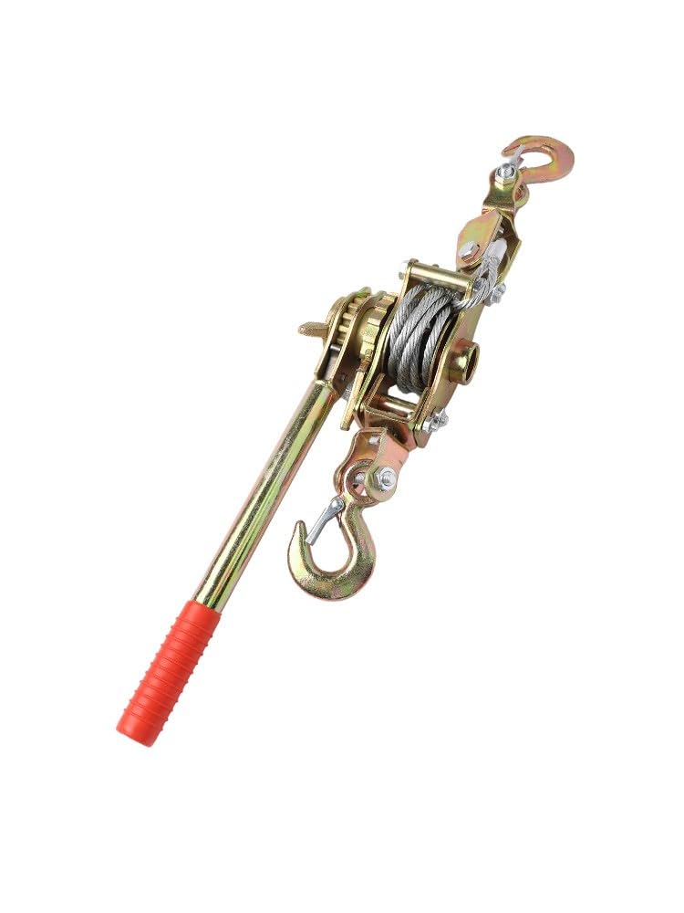 Tensor de cable con mecanismo de trinquete de acero al carbono, carga de carga 1T/2T, doble gancho para cables de acero y cadenas, herramienta de sujeción robusta para construcción y