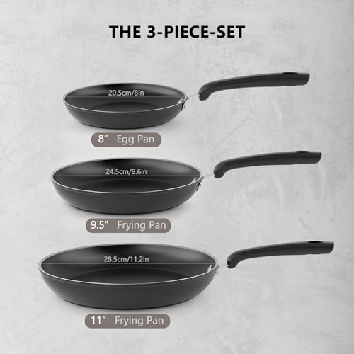 Cooksmark 1151008 Aluminum Nonstick Frying Pan Set 3-Piece 8-Inch 9.5-Inch And11-Inch,Dishwasher Safe Cookware Set thumb #4