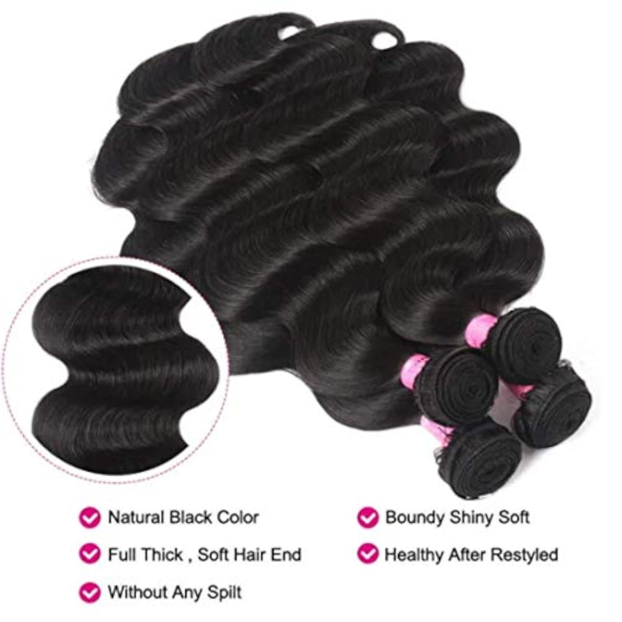 3pcs Brazilian Virgin Human Hair Weave Bundles, Body Wave