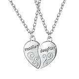Bamos Mother Daughter Necklace, 2 Pcs 14K White Gold Mom Necklace Heart Necklace with Gift Box,...