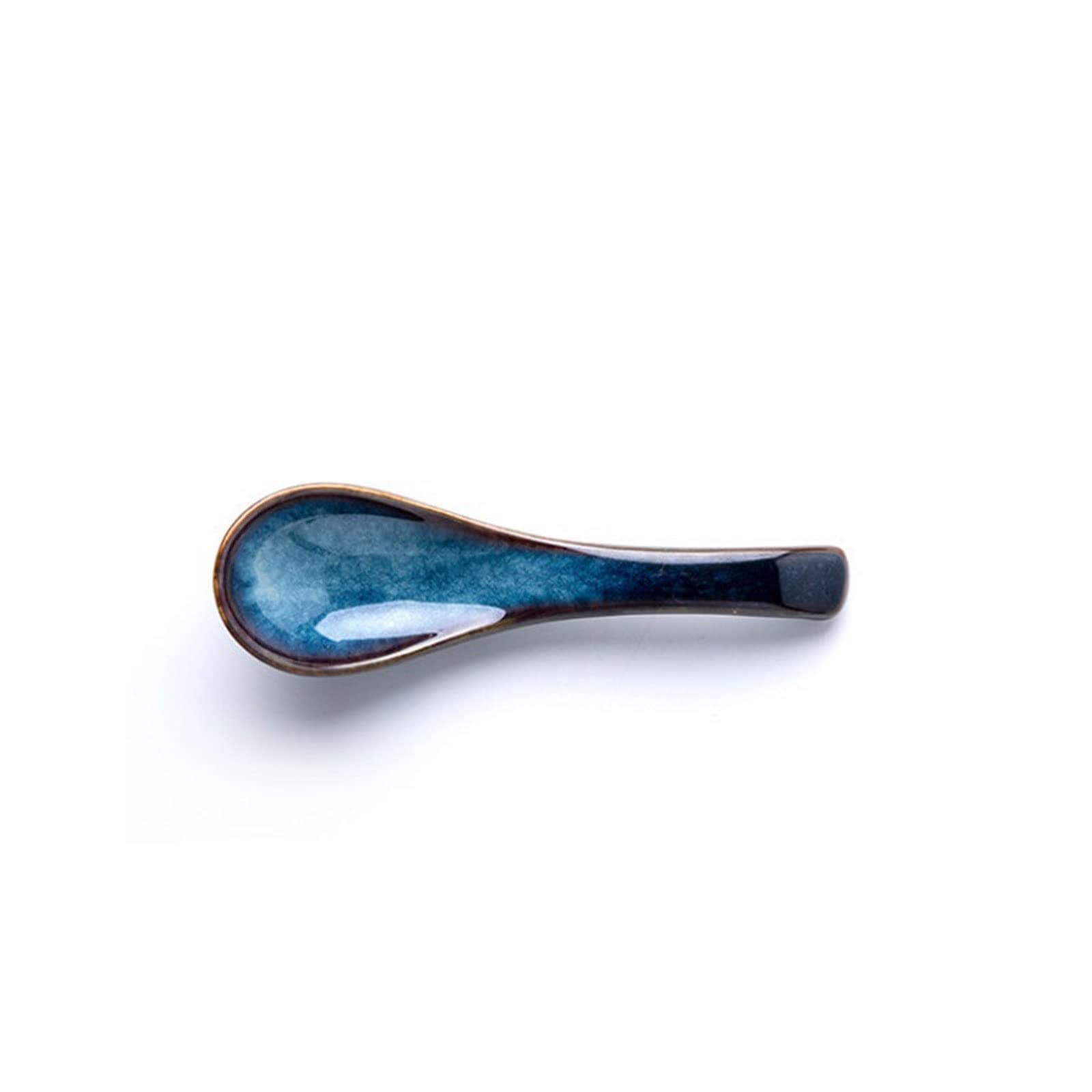 JINGYAN Cuillères 4 pcs/lot céramique ménage Soupe Scoop glaçure Bleu Mignon Manger des cuillères à Boire de cuillère cuillère Cuisine Cuisine
