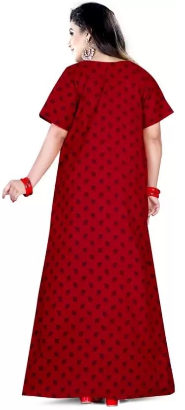 Image of PNAEONG Stylish Cotton Nighty for Women Printed Night Gown Maxi Nighty, Comfortable Sleepwear for Daily Use