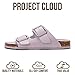 Project Cloud 100% Genuine Leather Flat Sandals for Women 2026 Comfortable Beach Essentials Womens Sandals Memory Foam Vacation Essentials Slides for Women Footwear (Santorini, PURP,5.5)