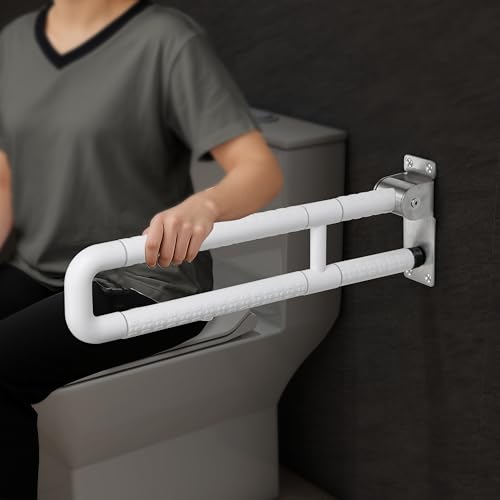 Image of Plantex Stainless Steel 24 Inch U-Shape Handle for Bathroom Support /Space-Saving Safety Bar for Shower /Toilet /Bedside Anti-Slip Shower Grab Bar for Bathroom - (White)