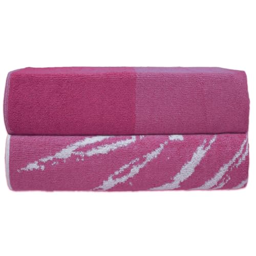 SweetNeedle Topical Palm Beach Towels for Adults Pack of 2 - Pink Paradise - 100% Cotton Terry Ringspun Hotel Pool Bath Towel, Quick Dry, Low Lint, Super Absorbent Swim large towel, 76 x 152 cm