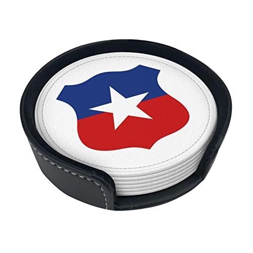 Cocarde du Chili sous-Verre Rond en Cuir Anti-Taches et Anti-brûlure protéger Le Bureau 6 pièces 4in