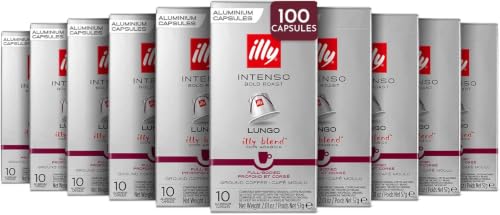 illy Espresso Capsules, Intenso Lungo Bold Roast, 10 Count, 10 Pack