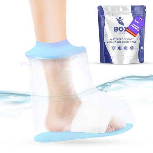 Box Commerce - Protector Impermeable para Escayola de Pie - Funda Reutilizable para Ducha - Cubre Escayola y Vendajes - Protección para Heridas y Quemaduras - Cubre Escayola Tobillo