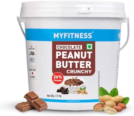 MYFITNESS Peanut Butter Chocolate Spread Crunchy 2.5kg | 23g Protein & 9g Fiber | Tasty & Healthy Nut Butter Spread for Breakfast & Snacks | Cholesterol Free | Zero Trans Fat | Crunchy Peanut Butter