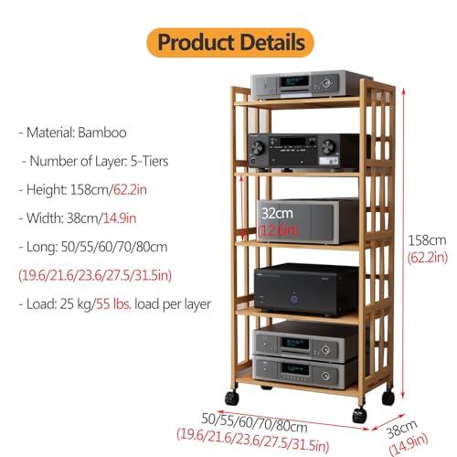 Supporto HiFi a 5 strati regolabile 152 cm rack stereo autoportante per lettore di dischi portatile unità di archiviazione multimediale per collezione audio e vinile