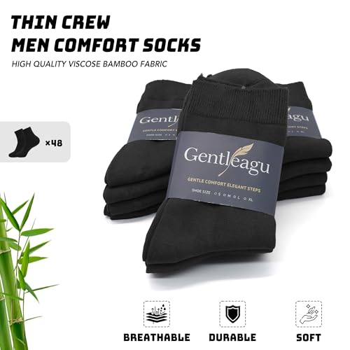 Viscose Bamboo Lightweight Sock Thin Crew Socks for Men Wholesale Bulk Solid Color Comfort Famliy Pack 48 Pairs3