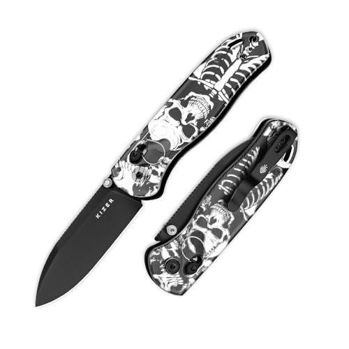 Kizer Drop Bear EDC Navaja de Bolsillo, Hoja Nitro-V de 2,97' Mango Acrílico Navaja Plegable con Abridor de Pulgar, Bloqueo de Embrague Navajas EDC para Hombres Mujeres Regalo V3619A12