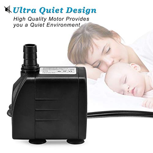 DOMICA 220GPH Ultra Quiet Fountain Pump (15W 800L/H), Small Submersible Pump for Pond, Water Feature, Aquariums, Fish Tanks, Hydroponics, Indoor or Outdoor Fountain (AC Powered) by DOMICA - Used condition - Image 2