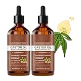 Bio Rizinusöl Kaltgepresst - Pflegendes Haaröl für Haare, Wimpern & Augenbrauen, Vielseitiges Körperöl für Gesicht & Haut, Rein & Kaltgepresst (200ml, 2PC)
