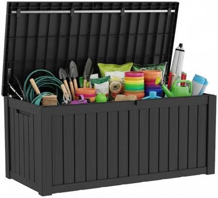 LAUSAINT HOME 230 Gallon Resin Deck Box, Package Delivery Box wit...