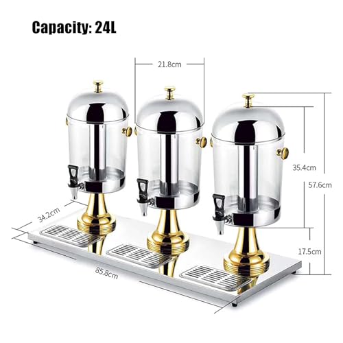 Dispenser per succhi in acciaio inox con serbatoio trasparente e contenitore per ghiaccio, isolamento a doppia parete per bevande calde/fredde, design facile da pulire per uso commerciale