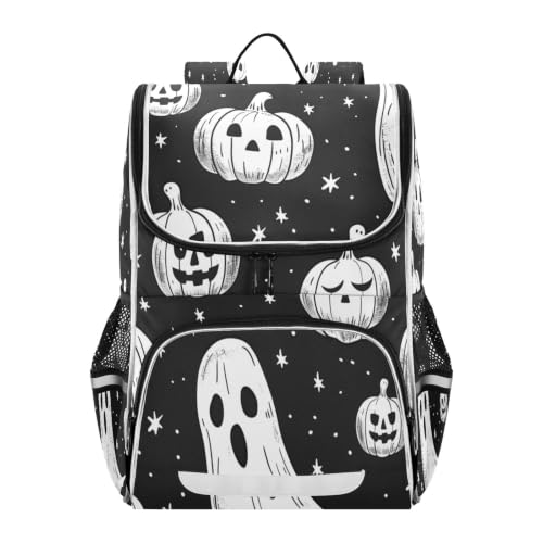 Sac à dos citrouilles blanches grande capacité étanche et ergonomique pour collège et lycée