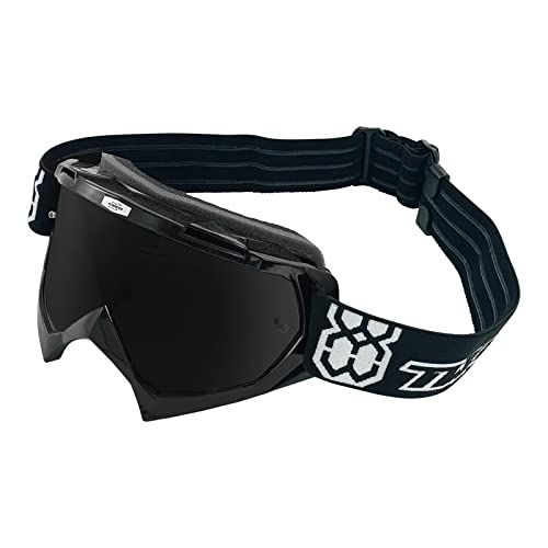 TWO-X Cross-Brille - Motocross-Brille mit getöntem schwarz-grauen Glas - Kratzfeste Motorrad-Brille - Enduro & Downhill - Modell Race - Schwarz