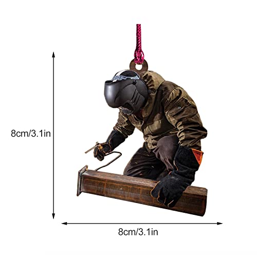 Zwmbyn Personality Welder Ornament Christmas Tree Hanging Decorations, 9Pcs Welder Ornament Flat Two Sided Printed Xmas Tree Hanging Ornament, Acrylic Welder Car Pendant Xmas Figurine Home Decor #TOP1