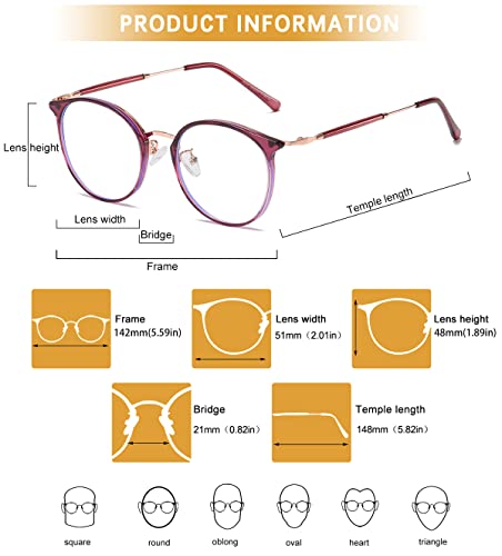 Image of DUCO Blue Light Glasses for Women Men Blue Ray Blocking Glasses Computer Glasses for Teens Retro Round Eyeglasses W013