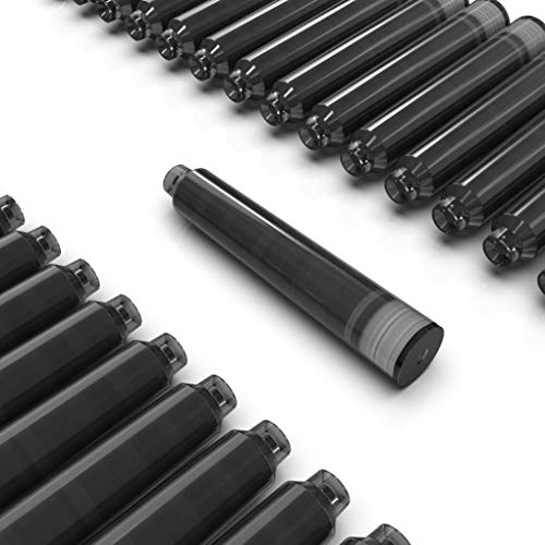 30 Pack - Black Fountain pen Ink Cartridges by Wordsworth & Black - Black - Short International Standard Size -Disposable