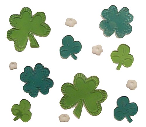 Impact Innovations St. Patrick's Day Reusable Gel Window Clings ~ Shamrocks with White Flower Heads! (13 Clings, 1 Sheet)