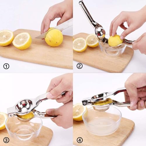 Image of 2-in-1 Stainless Steel Lemon Squeezer with Bottle Opener | Manual Citrus Juicer | Food Grade Rustproof Heavy Duty Lemon Press for Lemon & Lime | Easy Clean Kitchen & Bar Use | Silver (2)
