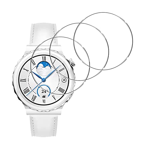 Tenatu [3 Pièces] Compatible avec Huawei Watch GT 3 Pro 43mm Protection écran Verre Trempé, sans Bulle Antichoc Anti-Rayures Cover