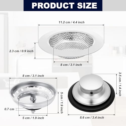 Colador para fregadero de cocina Murtenze 3 piezas acero inoxidable miniatura 3