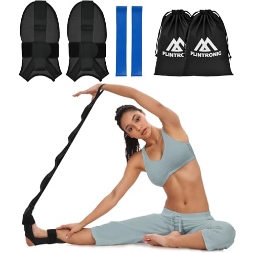 flintronic Yoga Stretching Strap, Stretching Band mit 7 Schleifen, Yoga Stretch Gurt, Hochelastischer Gymnastik-Gur mit TPE-Spanngurten, Übungsschlaufe zum Dehnen der Beinmuskulatur-2 Stück