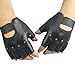 Long Keeper Genuine Leather Fingerless Driving Riding Gloves Outdoor Anti-Slip Sport Unlined Half Finger Glove for Men (Black)