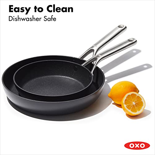 OXO Professional 8" and 10" Frying Pan Skillet Set, Hard Anodized Ceramic Nonstick Cookware PFAS-Free, Stainless Steel, Induction Suitable, Diamond Reinforced Coating, Dishwasher and Oven Safe, Black - image 5