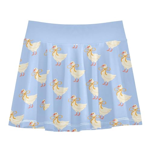 Girls Skorts High Waist Athletic Skirts with Shorts White Duck Stretchy Teens Performance Tennis