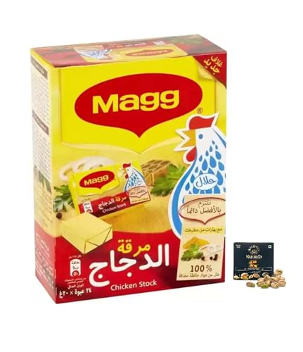 Maggii Chicken Stock Cubes For Adding Flavour To Dishes, 24 Cubes X 20gm, 480 Grams with Free Flavourito Kunafa Pistachio Chocolate Bar, 20g By Decadent Foods