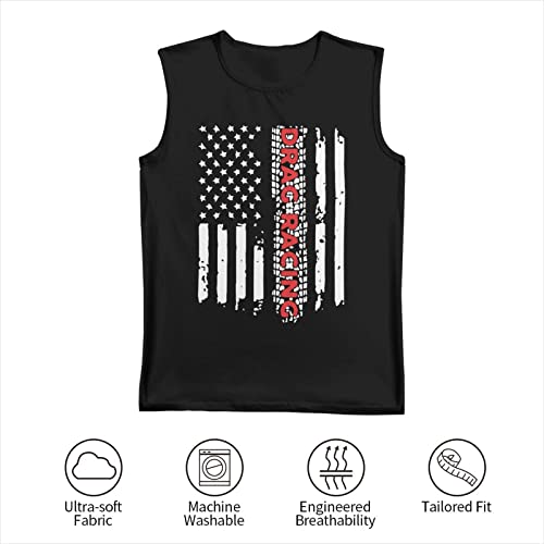 Cxcplxk Drag Racing Flag America Men's Sleeveless T-Shirt Sport Bodybuilding Tank Top Shirts Muscle Workout Vest X-Large #TOP5