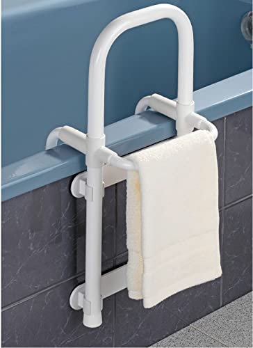 WENKO Secura Einstiegshilfe für die Badewanne, Belastbar mit bis zu 150 kg, Strapazierfähiges Aluminium/Kunststoff, 23 x 52 x 22,5-39 cm, Weiß