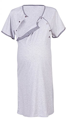 Preisvergleich Produktbild Happy Mama Umstands Stillnachthemd und Morgenmantel. Separat erhältlich. 393p (Nachthemd - Hellgrau, 36-38, S)