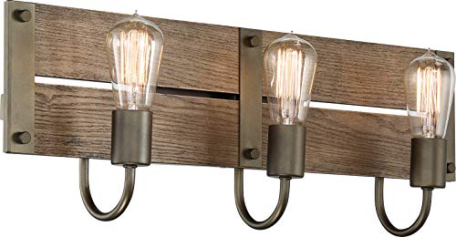Image of Nuvo 60 /6429 Winchester 3-Light Vanity Fixture, Bronze & Aged-Wood Finish