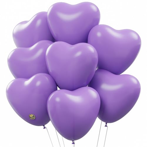 Image of AFTERLOON Biodegradable Balloons 24 pcs Purple 12 Inch Heart Shaped, Natural Rubber Latex Plastic-Free Alternative Durable Thickened Extra Strong Helium Float, Proposal Marriage Love Wedding