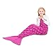 JOLY FANG Coperta a Coda di Sirena, Maglia Coperta Sirena per Bambini, Morbida Sacco a Pelo per Tutte Le Stagioni, Regalo di Natale per Il Compleanno di Una Ragazza (Rosa)