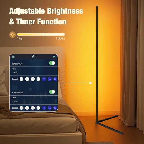 Image of LED Floor Lamp RGB+IC, Smart Corner Lamp, Modern for Living Room Bedroom (Pack-1)