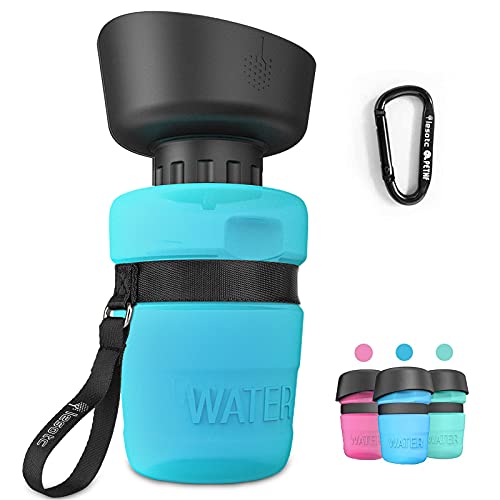 lesotc Pet Water Bottle for Dogs, Dog Water Bottle Foldable, Dog Travel Water Bottle, Dog Water Dispenser, Lightweight & Convenient for Travel BPA Free 18 OZ. (Blue)